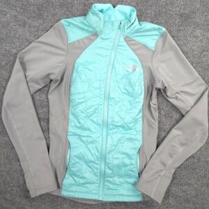 The North Face Jacket Womens Small Blue Gray Quilted Hybrid‎ Primaloft Run Jog
